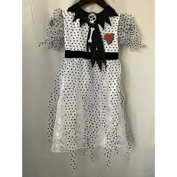 black and white polka dot dress halloween costume Amazon.com: Remimi Women's Halloween Costume Wednesday Long Sleeve Black  Dress White Collar Dress Up Outfit XS : Clothing, Shoes & Jewelry